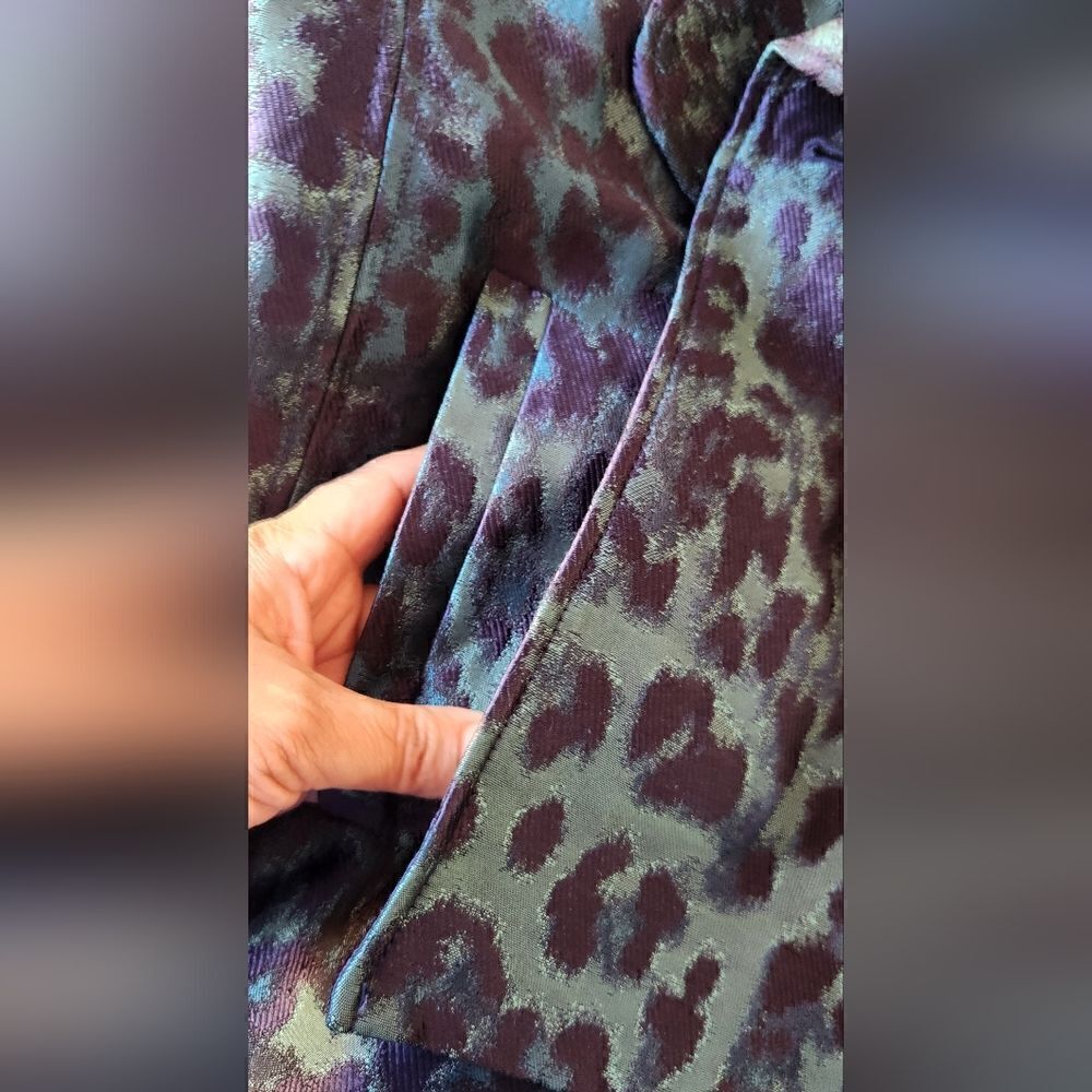 Elie Tahari Edna Leopard-Print Lacquard Green Multi Jacket Size Small - Picture 7 of 15
